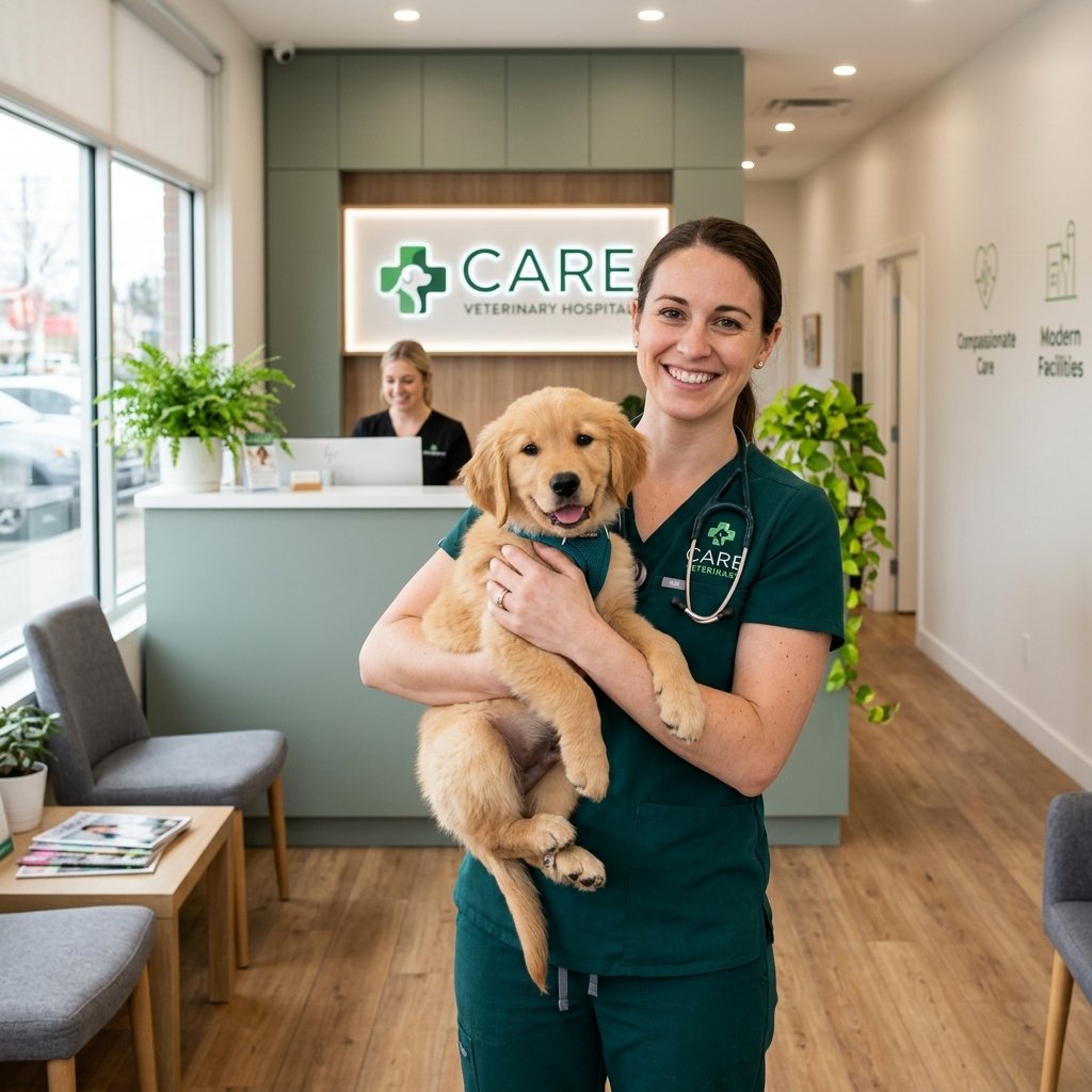 Friendly Veterinarian with Dog